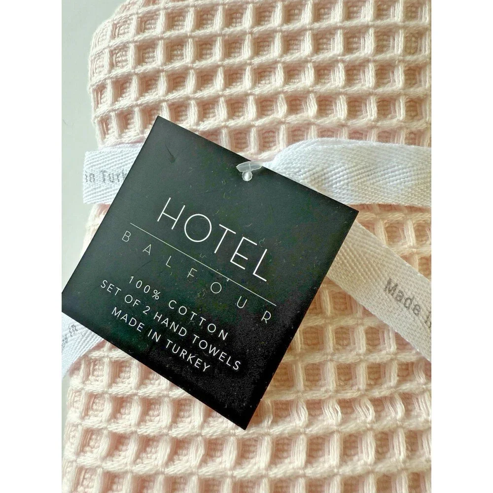 Hotel Balfour Hand Towels Set Of 2 Baby Pink Soft Cotton Made in Turkey 16X26